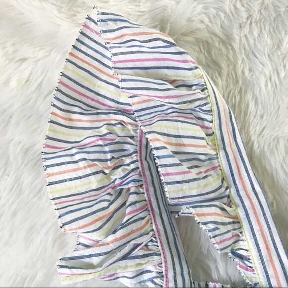 ELLA MOSS Striped Babydoll Top Square Neckline Flutter Sleeve Medium Large New - Picture 9 of 16